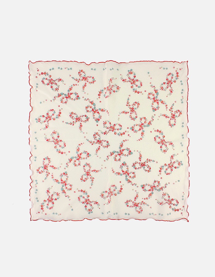 마리엔느 꽃리본 바이어스 손수건 스카프 59 x 59 (cm)