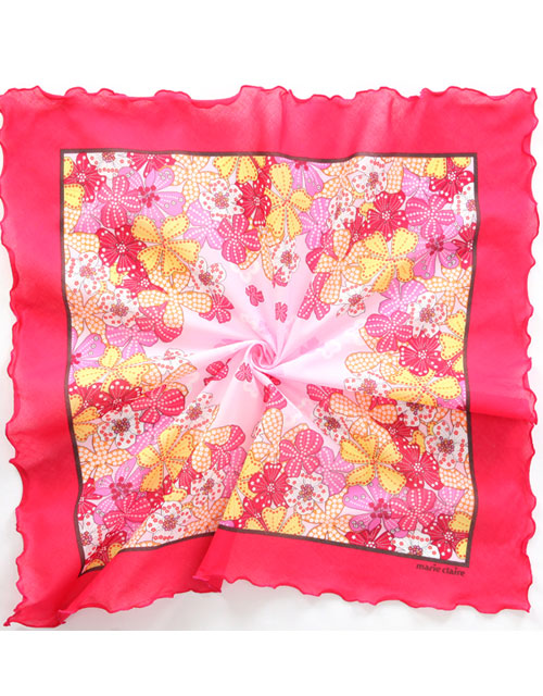 마리엔느 컬러풀 꽃 바이어스 손수건 스카프 59 x 59 (cm)