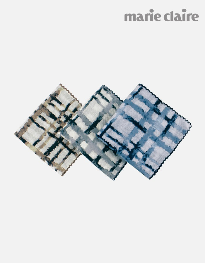 [마리끌레르] 번짐체크 핀코트 손수건 스카프 54 x 54 (cm)